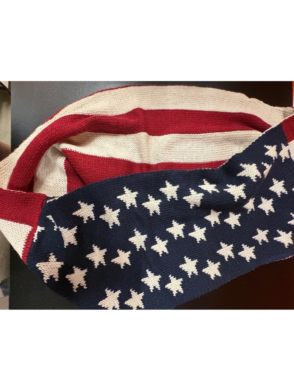 Knitted American Flag Pattern Scarf
